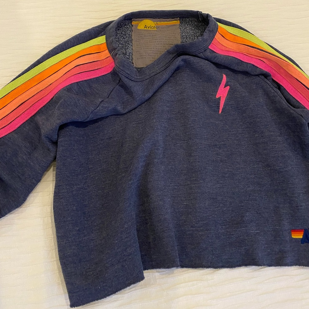Aviator nation neon stripe bolt sweatshirt
